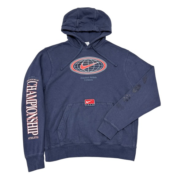 Nike Sweatshirt Mens Medium Blue Hoodie Pullover Nike Team Championship Casual - Picture 1 of 11